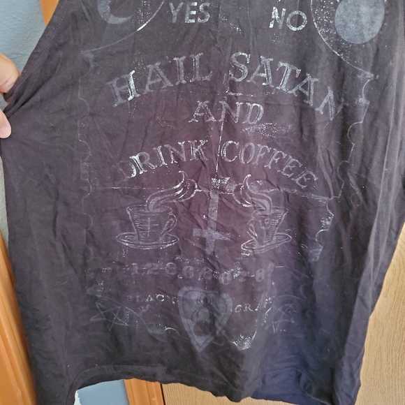 blackcraft Tops - Black Craft Drink Coffee and Hail Satan sleeveless short